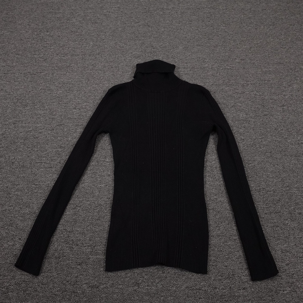 It's Our Time Sweater XL Black Ribbed Knit Turtleneck Pullover Slim